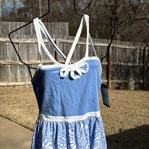 NWT Lauren James Xs Blue White Cotton
Sundress Strappy $98 Long